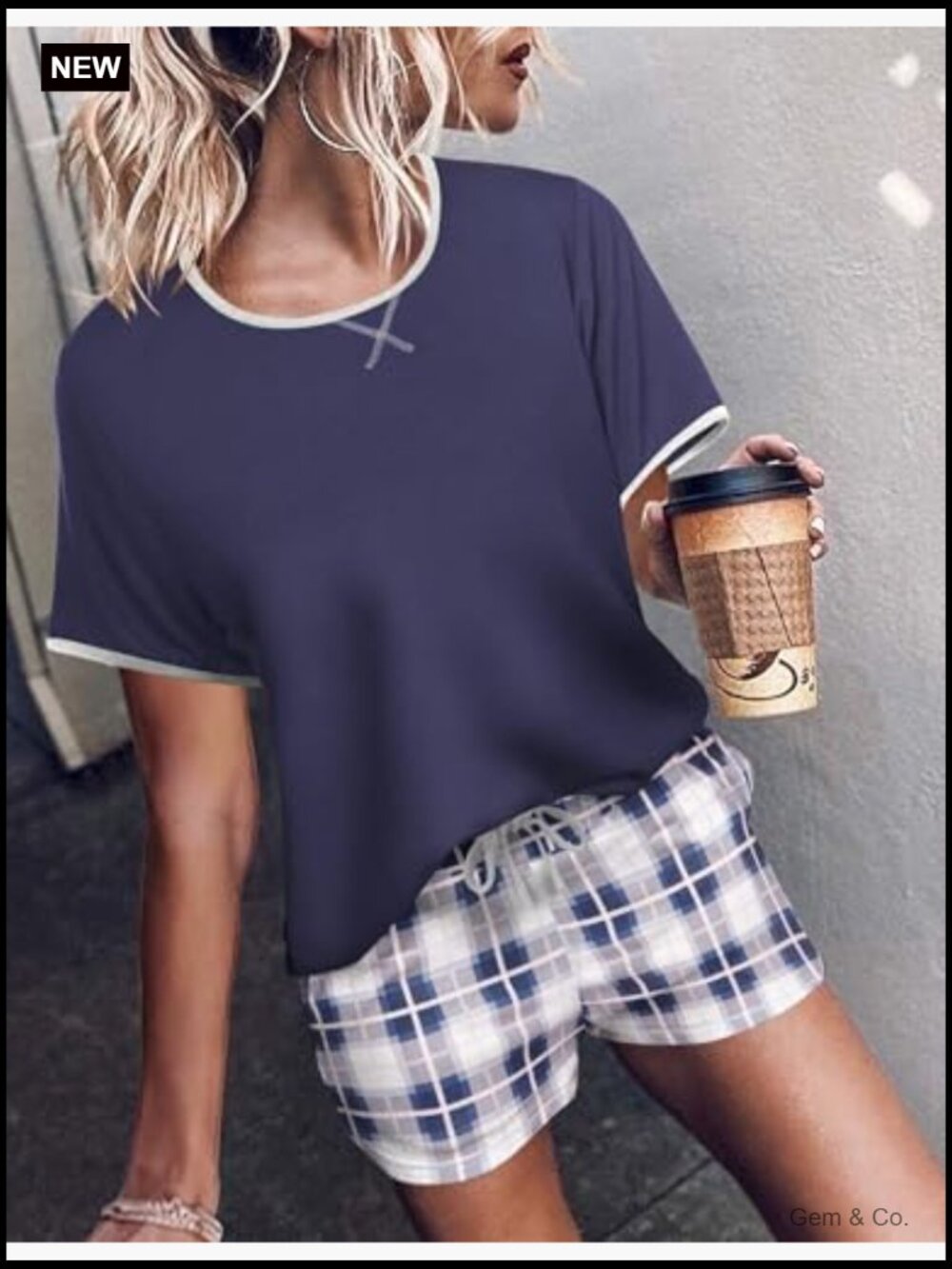 Women's 2-Piece Short Pajama Set Soft Lounge Sleepwear Short Sleeve - Picture 5 of 7